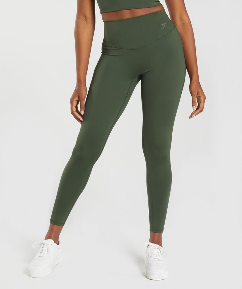 Women\'s Gymshark Elevate Leggings Olive | CA 608D5A